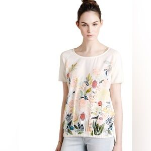 Anthropologie Knitted & Knotted Popillia Floral Painterly Relaxed Blouse - XS
